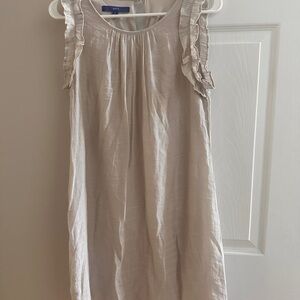 Apt 9 sz S Crinkle Gauze Ruffled Sleeveless Dress in Light Beige